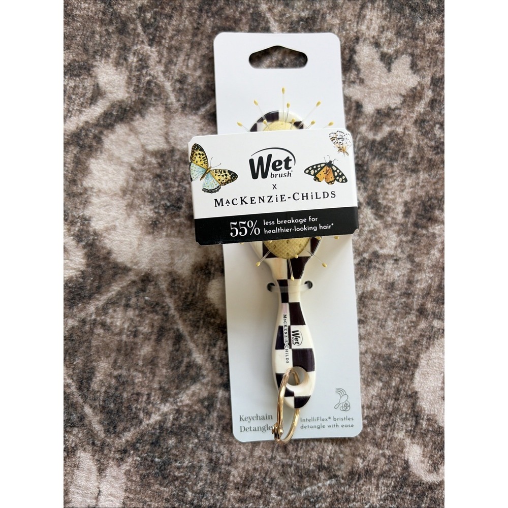 MacKenzie-Childs x Wet Brush Courtly Check Keychain Detangler Hair Brush ~ NEW